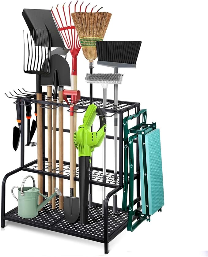 Garden Tool Storage Rack, 3 Tier Heavy-Duty Steel Garden Tool Organizer Stand by Unknown