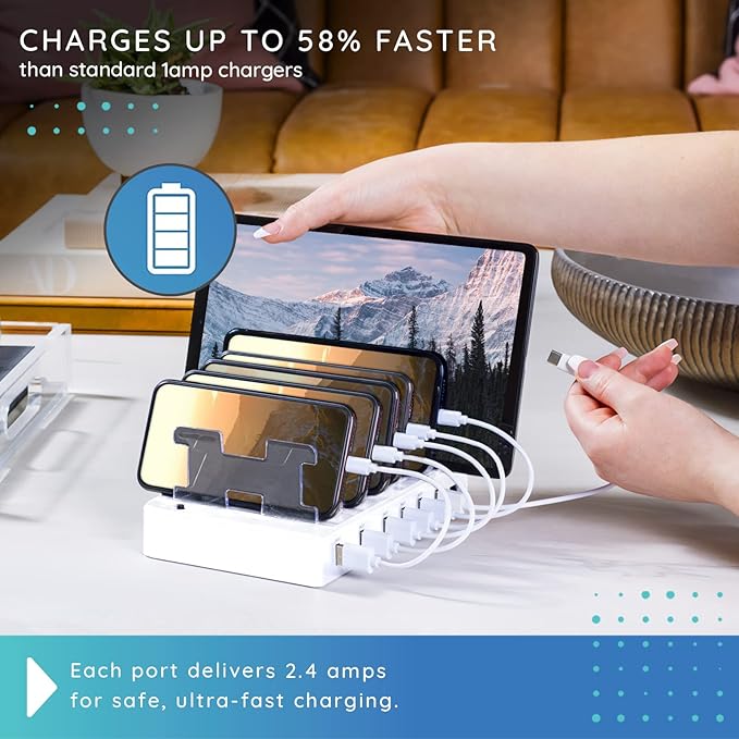 Charging Station for Multiple Devices – 6-Port USB Charging Dock for Apple & - Image 4