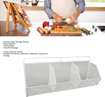 Metal Wire Basket, 3 Grids Wall Hanging Baskets, Wall Mount Slanted Opening - Image 2