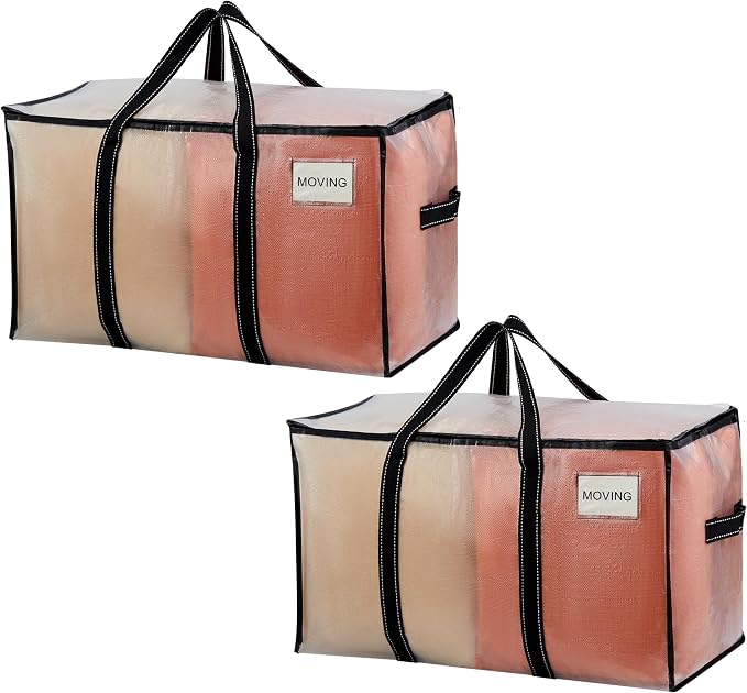 VENO 2 Pack Clear Moving Bags Heavy Duty, 90L Extra Large Transparent Storage by Veno