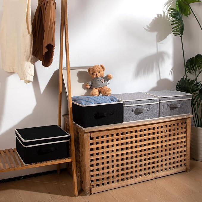 Storage Bins with Lid, Foldable Clothing Storage Box case with Handle - Image 5