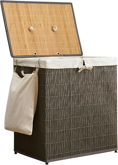 Laundry Hamper with Lid, 39.6 Gallon Large Laundry Basket 2 Removable Liner Bags by Hiagnete