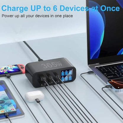 USB C Charger 6-Port with LED Display Adjustable Brightness, USB Charging - Image 3