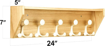 SKOLOO Wall Shelf with Hooks, 24-Inch Coat Rack Wall Mount with Shelf Organizer - Image 4