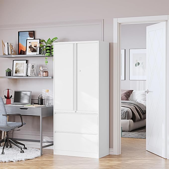 2-Drawer Metal File Cabinet, Lateral Vertical Filing Cabinets - Image 2