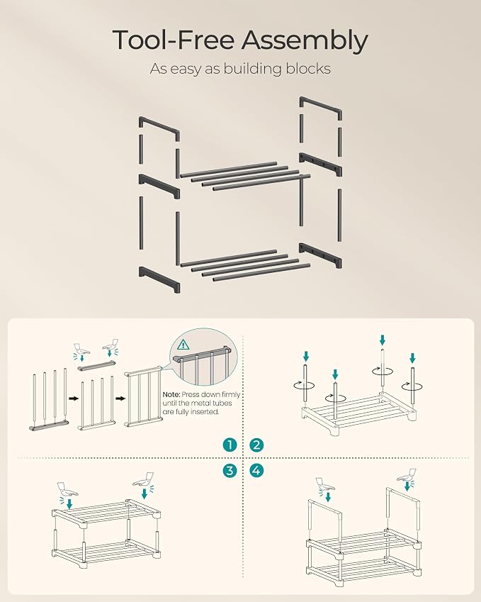 SONGMICS Shoe Rack, 2-Tier Shoe Organizer, Metal Storage Shelf, Upright or - Image 5