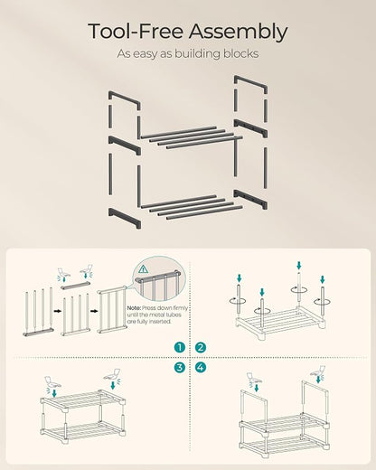 SONGMICS Shoe Rack, 2-Tier Shoe Organizer, Metal Storage Shelf, Upright or - Image 5