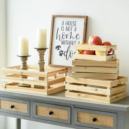 Set of 4 Large Wooden Crates Unfinished Office Storage Crates, Decorative Wood - Image 8
