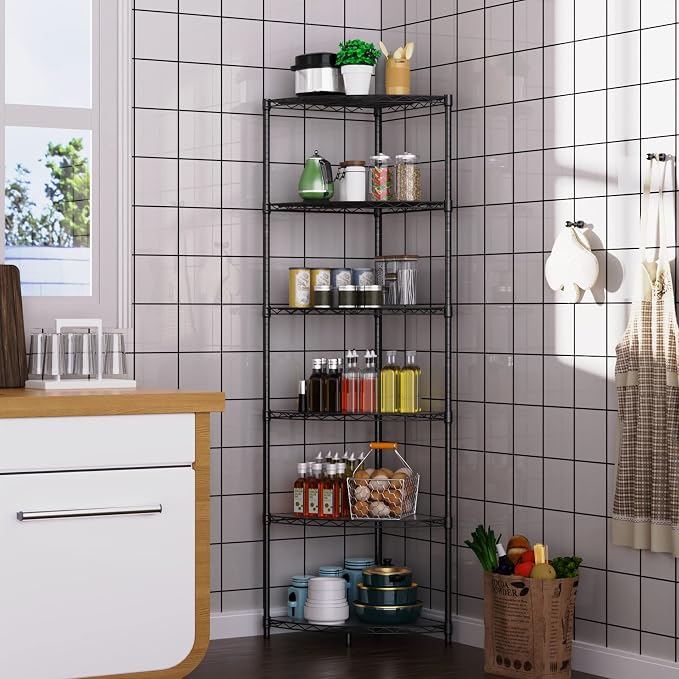 pouseayar 420lbs 6 Tier Corner Shelf NSF Metal Wire Shelving Unit, Adjustable - Image 8