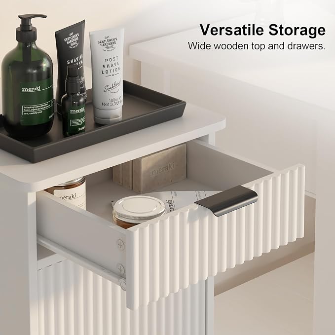 White Tilt Out Laundry Hamper Cabinet Hidden Laundry Hamper Cabinet - Image 5