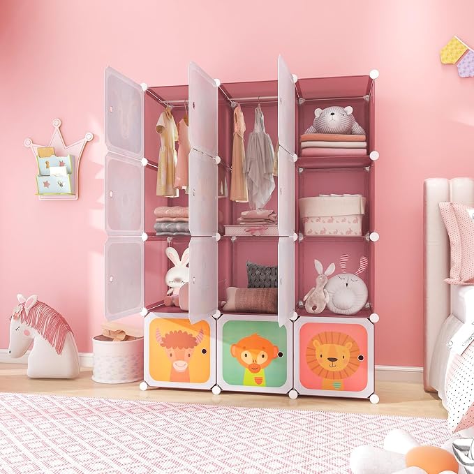 Costzon Kids Closet, Cartoon DIY Modular Dresser Storage Organizer - Image 9