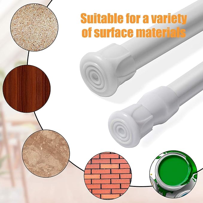 2 Pack Small Tension Rods 15.7 in to 28 Curtain Rods Window Rods in Extendable - Image 5