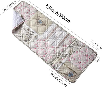 Brilliant Sunshine Grey Cupid and Pink Rose Patchwork Sofa Armrest 5 Pockets - Image 3