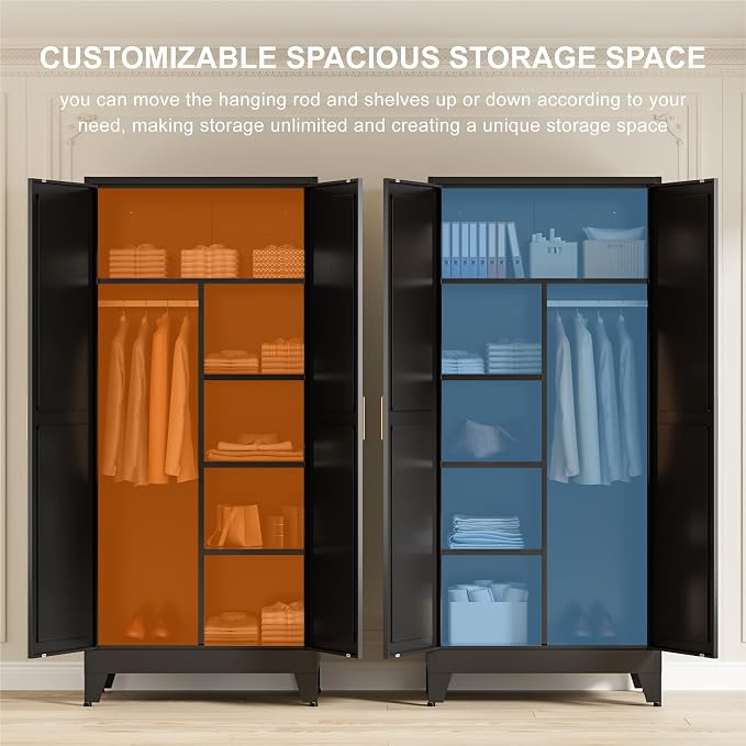 71" Tall Metal Wardrobe Closet - Image 4