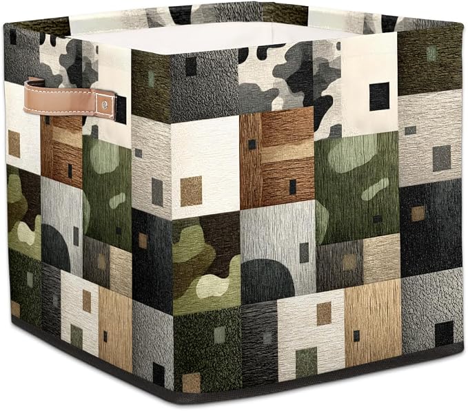 TropicalLife 13x13x13 Inch Large Fabric Storage Cube Geometric Pattern Foldable by TropicalLife