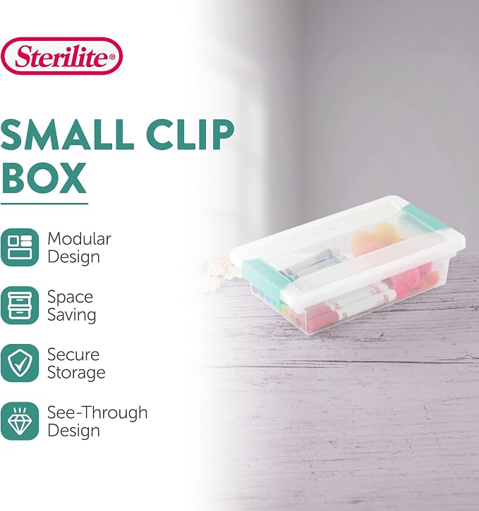 Sterilite Clip Box, Stackable Clear Plastic Bins- Small, Arts or Crafts Supplies - Image 2