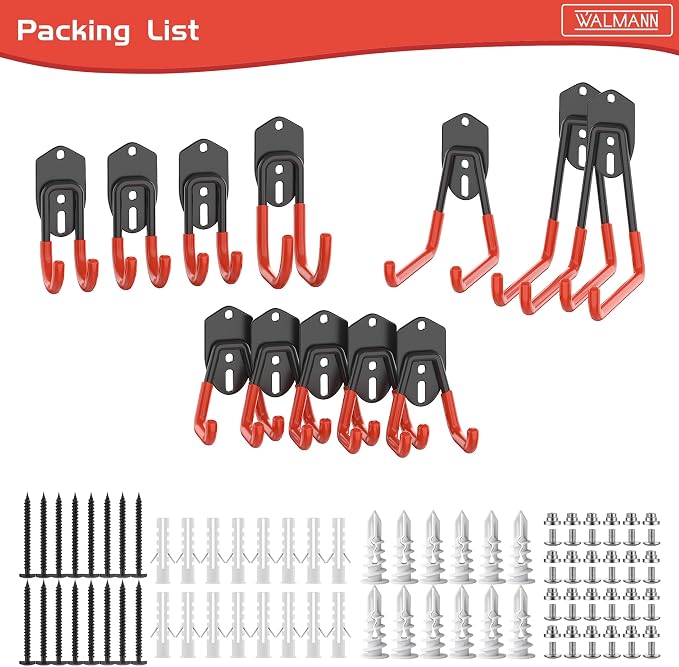 WALMANN 12 PCS Garage Storage Hooks, Wall Mount Utility Hooks - Image 9