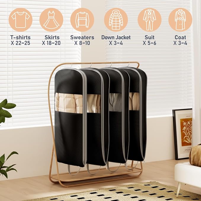 DIMJ 4 Pack 54" Garment Bags for Hanging Clothes - Image 6