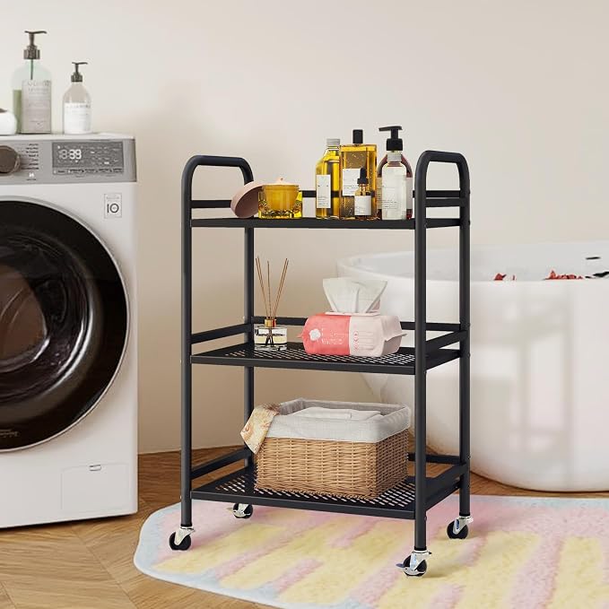 HDANI 3 Tier Rolling Cart, Heavy Duty Multifunctional Metal Frame-Supports 22 - Image 8
