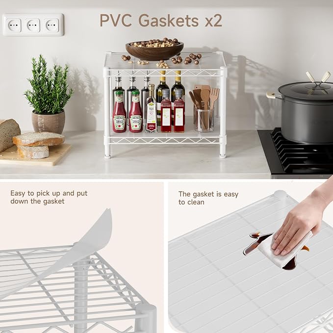 Golpart Small 2 Tier Shelves Storage Wire Shelving Unit Metal Shelf Gasket | 2 - Image 4