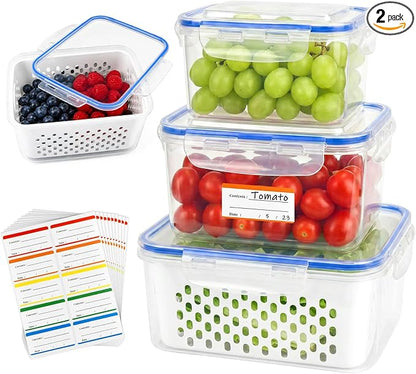 Produce Storage Containers 3-Pack – Colander Basket, Airtight by Unknown