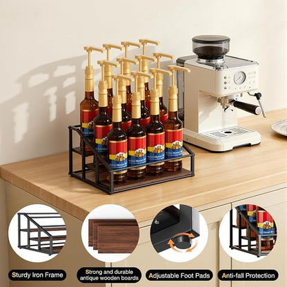 Coffee Syrup Organizer Rack, Liquor Bottle Display Shelf, 3 Tier 12 Syrup - Image 5