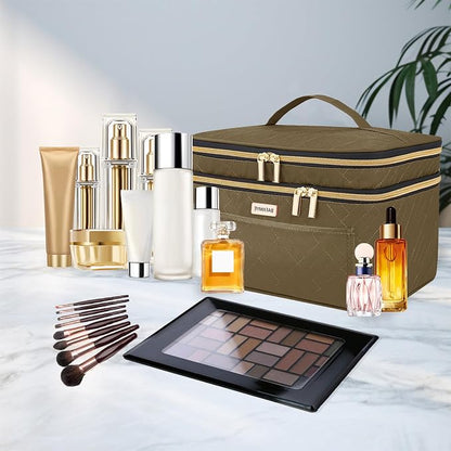 Makeup Bag Women, 8.8L Large Cosmetic Train Case, Make up Bags Organizer Box - Image 3