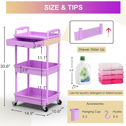 Goovilla 3 Tier Rolling Utility Cart Organizer - Image 4