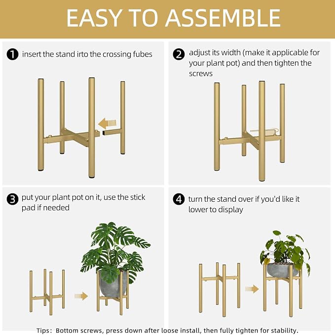 Adjustable Metal Plant Stand Indoor, Fits 8-14 Inch Pots, Mid Century Modern - Image 9