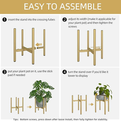 Adjustable Metal Plant Stand Indoor, Fits 8-14 Inch Pots, Mid Century Modern - Image 9