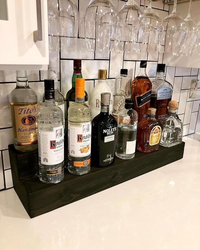 Tiered Bottle Shelf | 2 Tier Liquor Bottle Display | Bar Organization | Display - Image 10