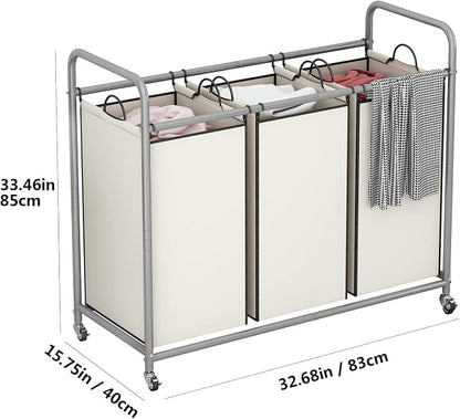 LINZINAR 3-Bag Laundry Sorter, Laundry Hamper Cart - Image 6