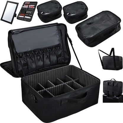 Adazzo Extra Large Makeup Case 8.5” Deep Professional Cosmetic Organizer Box by AdazzoRollingMakeupCase