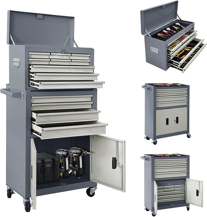 13-Drawer Double Door Rolling Tool Chest, 2 in 1 Detachable Tool Chest by Sormols