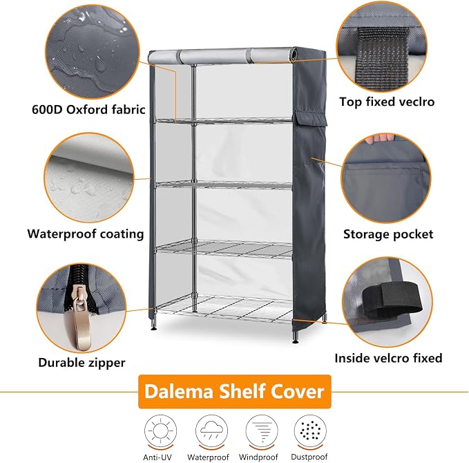 Waterproof Shelf Cover, 600D Heavy Duty Dustproof Storage Wire Rack Covers - Image 4