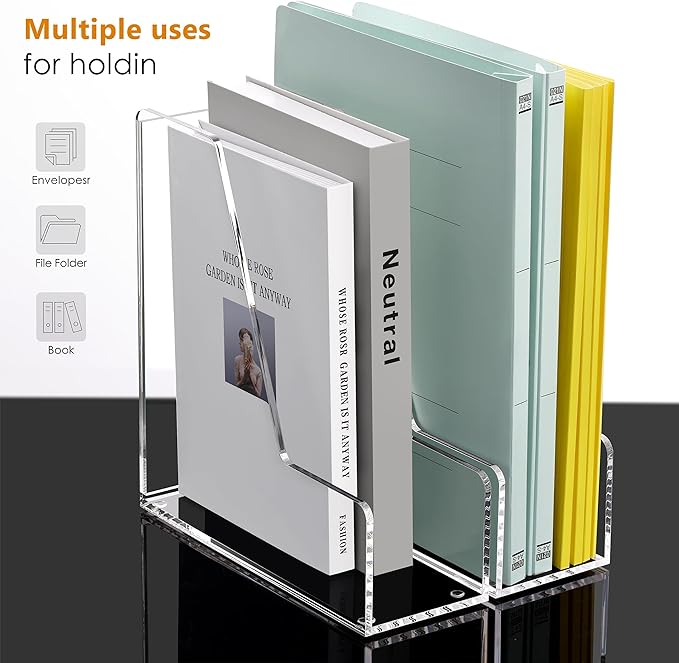 SANRUI 2-Pack Acrylic Magazine File Holder Desk Organizer Magazine Rack - Image 4