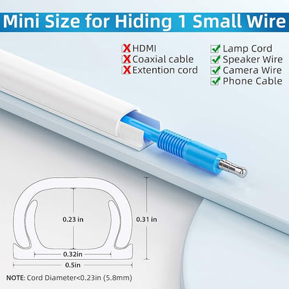 Yecaye 128in Mini Cord Hider for 1 Mini Wire, On-Wall Cord Cover Channel - Image 2