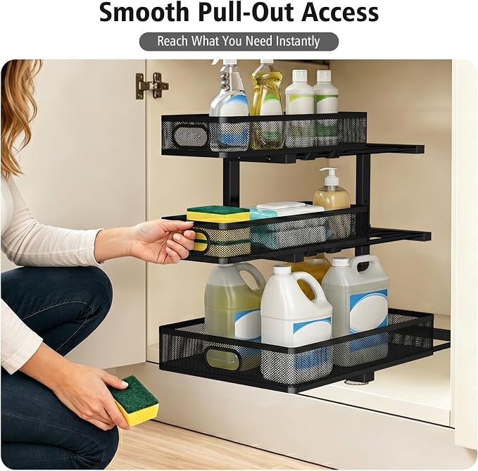Under Sink Organizer, 3 Tier Pull Out Cabinet Organizer - Image 8