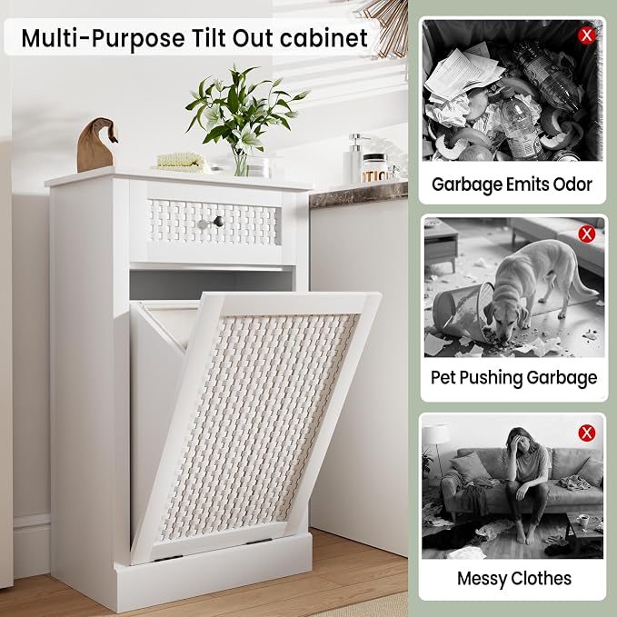 Double Tilt Out Laundry Hamper Cabinet, 10 Gallon Laundry Cabinet - Image 5
