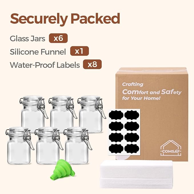 ComSaf Set of 6 Square Glass Spice Jars - Image 8