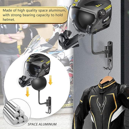 Motorcycle Helmet Holder Wall Mount 180 Degree Rotation Metal Bike Helmet Rack - Image 5