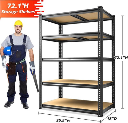 REIBII 72.1'' Storage Shelves 2250LBS Garage Shelving Heavy Duty 5 Tier Heavy - Image 3