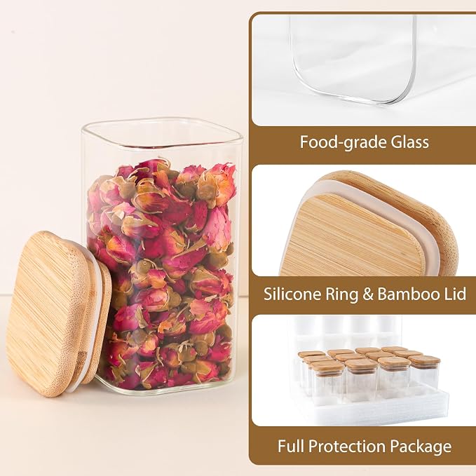 TBWIND 20 Pack 8 oz Square Glass Spice Jars - Image 7