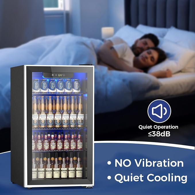 26 Bottle Wine Cooler 130 Can Beverage Refrigerator, Small Freestanding Cabinet - Image 2
