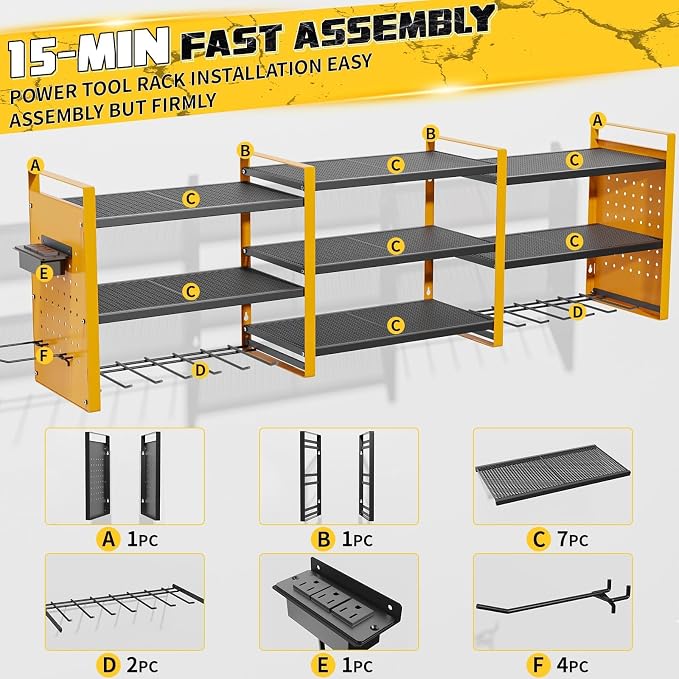Power Tool Organizer with Charging Station Wall Mount, 3 Layer Expanded Heavy - Image 8