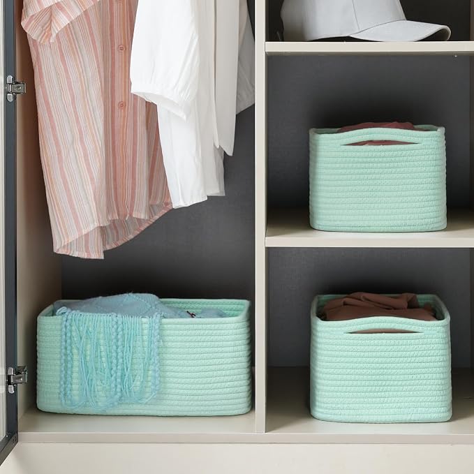 3-Pack Storage Baskets for Organizing | Woven Shelf Toy Basket | Rope Baskets - Image 2