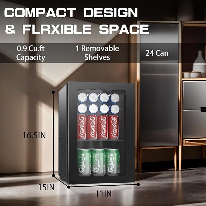 Compact 24 Can/0.9 Cu.Ft Mini Fridge - Image 4