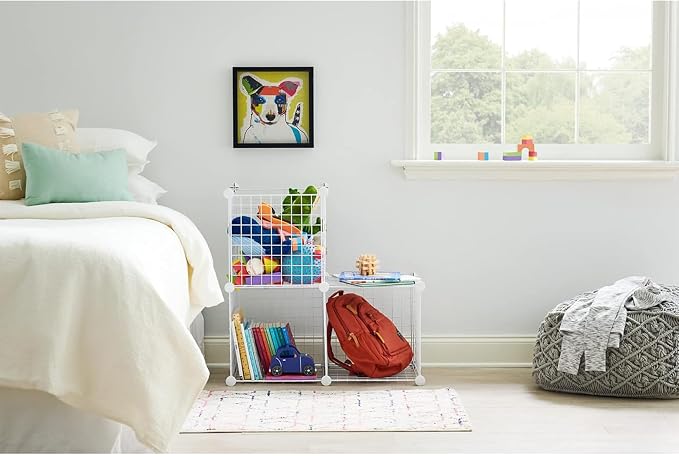 Rubbermaid 3 Piece Storage Wire Stackable Cube Set Easy Assemble White - Image 4