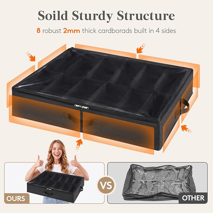 Lifewit Under Bed Shoe Storage Organizer 2 Pack, 4.3 Inches Profile Fabric - Image 4