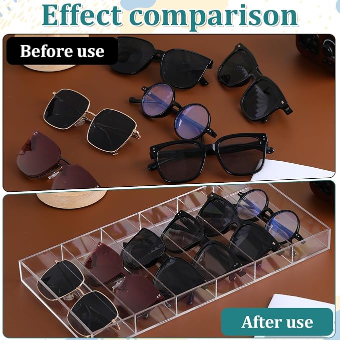 2 PCS Acrylic Sunglasses Organizer, 6 Grids Sunglasses Display Stackable | Easy - Image 6